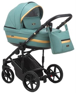 Детская коляска Adamex Rimini Deluxe 2 в 1 RI233 СЕРО-ЗЕЛ,КОЖА+ ЗОЛОТО.ОТДЕЛКА 731490517 - фото 11894
