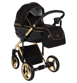 Детская коляска Adamex Chantal Special Edition 2 в 1 C1-A (ЧЕРН+ЧЕРН.РИФЛЕН.ДНО,ЗОЛОТ.МОЛН+ЗОЛОТО РАМА) 652055029 - фото 22461