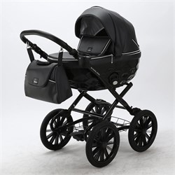 Детская коляска Adamex Chantal Retro Deluxe 2 в 1 C114 (ЧЕРНАЯ 100% КОЖА) 1924381114 - фото 22626