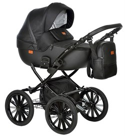 Детская коляска Indigo Porto Classic 14 2 в 1 Po 08 черная кожа+черный узор 387320574 - фото 22883