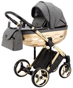 Детская коляска Adamex Chantal Star Collection 2 в 1 STAR001 ГРАФИТ+ЗОЛОТО БЛЕСТКИ+ЗОЛОТО РАМА 551831086 - фото 24679