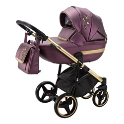 Детская коляска Adamex Cortina Deluxe 2 в 1 CT335 (СИРЕНЬ ПЕРЛ.КОЖА+ЗОЛОТО.ОТДЕЛКА+ЗОЛОТО РАМА) 998789230 - фото 25034