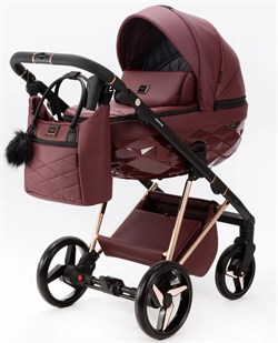 Детская коляска Adamex Quantum Superstar Deluxe 2 в 1 Q-STAR141-K (БОРДОВ.КОЖА+БОРДОВ.ДНО+РОЗОВ.ЗОЛОТО.РАМА) 1765088676 - фото 26475