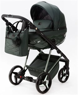 Детская коляска Adamex Quantum Superstar Deluxe 2 в 1 Q-STAR140-K (Т.ЗЕЛЕН.КОЖА+Т.ЗЕЛЕН.ДНО+ХРОМ.РАМА) 1081960921 - фото 26491