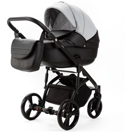 Детская коляска Adamex Lanti Deluxe 2 в 1 LN-SD107 (СВ.СЕР.КОЖА + ЧЕРН. КОЖА) 1193322732 - фото 27100