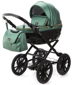 Детская коляска Adamex Chantal Retro Deluxe 2 в 1 C105B (ИЗУМРДНАЯ 100% КОЖА-ЗОЛОТЫЕ МОЛНИИ) 2013871142 - фото 28986