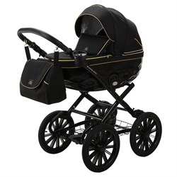 Детская коляска Adamex Chantal Retro 2 в 1 C1-A (ЧЕРНЫЙ+ЗОЛОТЫЕ МОЛНИИ) 857601366 - фото 28990