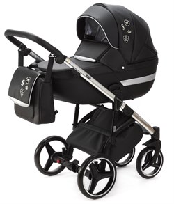 Детская коляска Adamex Cortina Deluxe 2 в 1 CT334/A (ЧЕРН.КОЖА+СЕРЕБ.ОТДЕЛКА+ХРОМ РАМА) 1711721271 - фото 31852