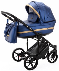 Детская коляска Adamex Rimini Deluxe 2 в 1 RI240 СИН.ПЕРЛ.КОЖА+ЗОЛОТО.ОТДЕЛКА 1244776189 - фото 31935
