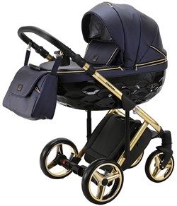 Детская коляска Adamex Chantal Special Edition Deluxe 2 в 1 C108 (СИН.ПЕРЛ.КОЖА ЗОЛОТ РАМА) 83772594 - фото 34728