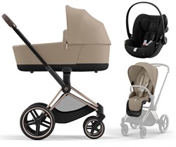 Коляска 3 в 1 Cybex Priam IV Rosegold и автокресло Cloud G i-Size Moon Black Cozy Beige 433466792 - фото 39800