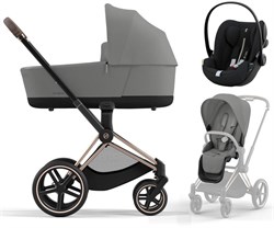Коляска 3 в 1 Cybex Priam IV Rosegold и автокресло Cloud G i-Size Moon Black Plus Mirage Grey 452662351 - фото 44086