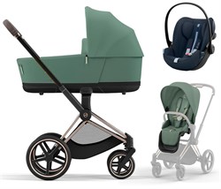Коляска 3 в 1 Cybex Priam IV Rosegold и автокресло Cloud G i-Size Ocean Blue Plus Leaf Green 640071775 - фото 44219