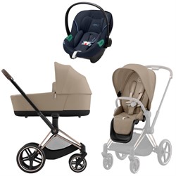 Коляска 3 в 1 Cybex Priam IV Rosegold complete и автокресло Aton S2 i-Size Ocean Blue Cozy Beige 967876090 - фото 47662