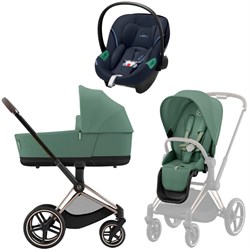Коляска 3 в 1 Cybex Priam IV Rosegold complete и автокресло Aton S2 i-Size Ocean Blue Leaf Green 826371107 - фото 47715