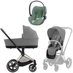 Коляска 3 в 1 Cybex Priam IV Rosegold complete и автокресло Cloud T i-Size Leaf Green Plus Mirage Grey 1098529284 - фото 49428