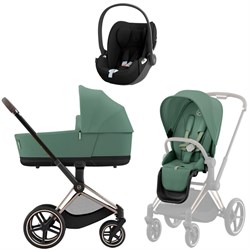Коляска 3 в 1 Cybex Priam IV Rosegold complete и автокресло Cloud T i-Size Sepia Black Leaf Green 1515652105 - фото 50694