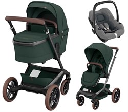 Детская коляска Maxi-Cosi Fame 3 в 1 с автокреслом CabrioFix Select grey Twillic Green/зеленый 1212267103 - фото 56061