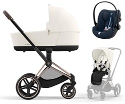Коляска 3 в 1 Cybex Priam IV Rosegold и автокресло Cloud G i-Size Ocean Blue Plus Off White 547810461 - фото 65883