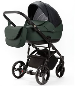 Детская коляска Adamex Lanti Deluxe 3 в 1 LN-SD41 (ЧЕРН. КОЖА + Т.ЗЕЛЕН.КОЖА) 314181774 - фото 74583