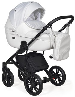Детская коляска Indigo Mio 3 в 1 Mi 01 белая кожа+белый узор 422587035 - фото 78300