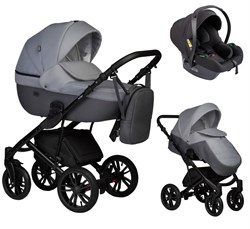 Детская коляска Indigo Mio S 3 в 1 04 т.серая кожа+св.серый 1139846254 - фото 78371