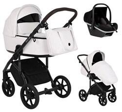 Детская коляска Roan Bass Next Кожа 3 в 1 с автокреслом Tutis Elo Black RN081/1 White 480436174 - фото 78521
