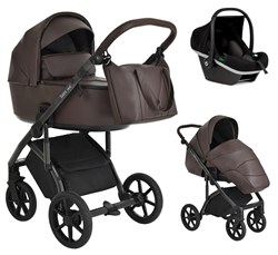 Детская коляска Roan Bass Next Кожа 3 в 1 с автокреслом Tutis Elo Black RN087/1 Chocolate/Black 1824025377 - фото 78603