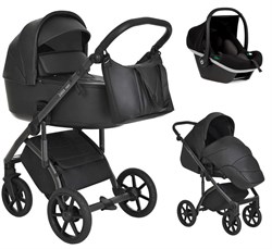 Детская коляска Roan Bass Next Кожа 3 в 1 с автокреслом Tutis Elo Black RN088/1 Black/Black 827969006 - фото 78623