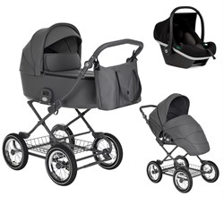 Детская коляска Roan Bass Next Classic d12 3 в 1 с автокреслом Tutis Elo Black RCL263/1 Steel Grey 248441426 - фото 78656
