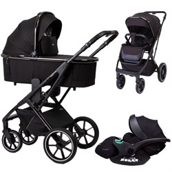 Детская коляска Peppy Tecla 3 в 1 с автокреслом Verona Shadow Black Chrome Edition Черный 1678349738 - фото 78927