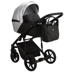 Детская коляска Adamex Mobi Deluxe 3 в 1 M-SD09 (СЕРЕБРИСТЫЙ+ЧЕРН.КОЖА) 1310816952 - фото 79716