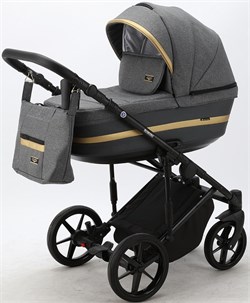Детская коляска Adamex Rimini 3 в 1 RI07-LUX Т.СЕР+Т.СЕР.КОЖА+ЗОЛОТО.ОТДЕЛКА 358845022 - фото 79849