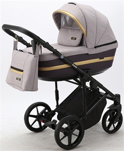 Детская коляска Adamex Rimini 3 в 1 RI14-LUX СЕРО-РОЗОВ+СЛИВОВ.КОЖА+ЗОЛОТО.ОТДЕЛКА 685799462 - фото 79879