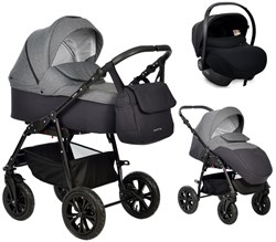 Детская коляска Indigo Charlotte Sity 3 в 1 с автокреслом Avionaut Cosmo Cs 04 черный+т.серый 1510632412 - фото 82718