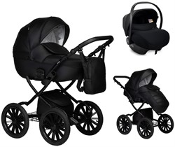 Детская коляска Indigo Mio Eco Plus 14 3 в 1 с автокреслом Avionaut Cosmo 01 черная кожа 1499731423 - фото 82812