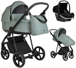 Детская коляска Roan Sol Кожа 3 в 1 с автокреслом Tutis Elo Black RSL/2023 Misti Mint/Grey/руч. Серый 413697521 - фото 83686
