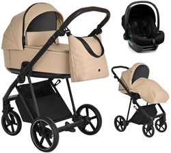 Детская коляска Roan Sol Кожа 3 в 1 с автокреслом Tutis Elo Lux Black RSL/2021 Caramel/Black/руч.Тем.коричневый 1250019647 - фото 83797