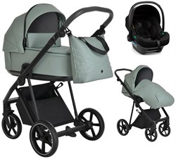 Детская коляска Roan Sol Кожа 3 в 1 с автокреслом Tutis Elo Lux Black RSL/2023 Misti Mint/Grey/руч. Серый 1474532352 - фото 83828