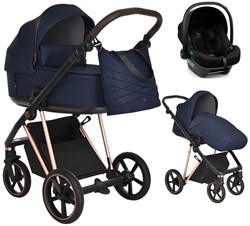 Детская коляска Roan Sol Luxury 3 в 1 с автокреслом Tutis Elo Lux Black RSL/4047 Mystic Blue/Rose Gold 3709831 - фото 84312