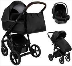 Детская коляска Roan Esso 2025 Кожа 3 в 1 с автокреслом Tutis Elo Lux Black ESSK/210/1 Black /Black/руч.Тем.коричневый 1328052455 - фото 85935