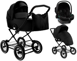 Детская коляска Roan Bass Next Classic Кожа d12 3 в 1 с автокреслом Elo Lux Black RCL300/1 Black 1912292145 - фото 86272