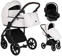 Детская коляска Roan Bass Next Кожа 3 в 1 с автокреслом Tutis Elo Lux Black RN081/1 White 1061383306 - фото 86392