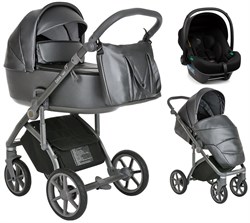 Детская коляска Roan Bass Next Кожа 3 в 1 с автокреслом Tutis Elo Lux Black RN083/1 Graphite Pearl 237986974 - фото 86428
