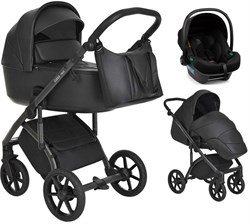 Детская коляска Roan Bass Next Кожа 3 в 1 с автокреслом Tutis Elo Lux Black RN088/1 Black/Black 40797928 - фото 86484