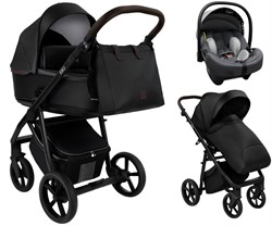 Детская коляска Roan Esso 2025 Кожа 3 в 1 с автокреслом Tutis Elo Lux EduSky Grey ESSK/210/1 Black /Black/руч.Тем.коричневый 1284813132 - фото 91848