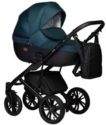 Детская коляска Indigo Mio S 2 в 1 06 черная кожа+изумрудный 1700821686