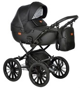 Детская коляска Indigo Porto Classic 14 2 в 1 Po 08 черная кожа+черный узор 387320574