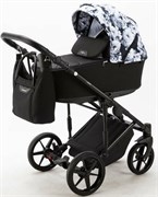 Детская коляска Adamex Zico Flowers 2 в 1 Z-FL11 ЧЁРН-БЕЛ ЦВЕТЫ+ ЧЁРН.ТК 1934666943