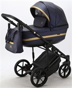 Детская коляска Adamex Rimini Deluxe 2 в 1 RI250 Т.СИН.ПЕРЛ.КОЖА+ЗОЛОТО.ОТДЕЛКА 623789804